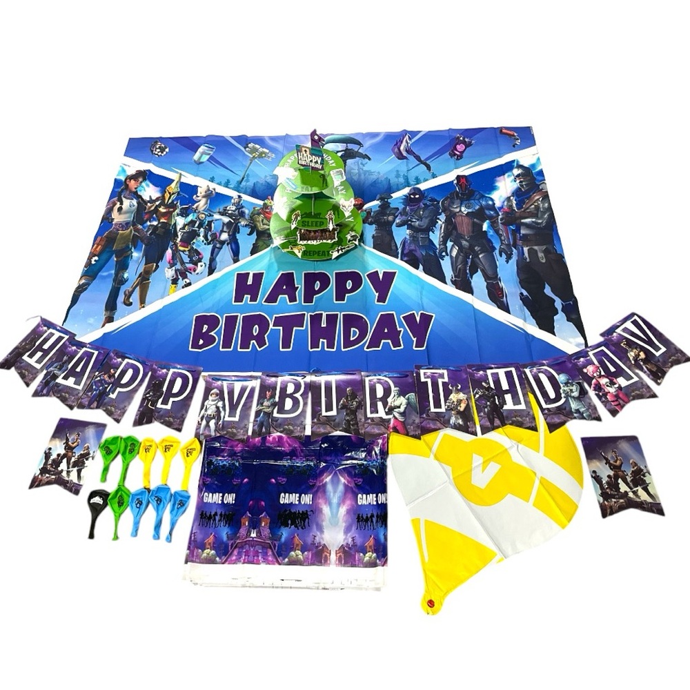 FORTNITE Birthday Party Decorations Supplies Backdrop Banner Balloons + more!